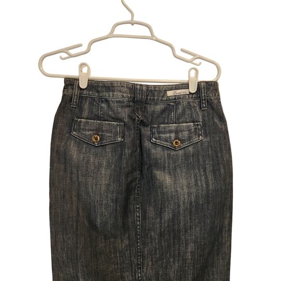 Level 99 Dark Wash Denim Back Slit Knee Length Straight Pencil Skirt Size 28 - Picture 5 of 13